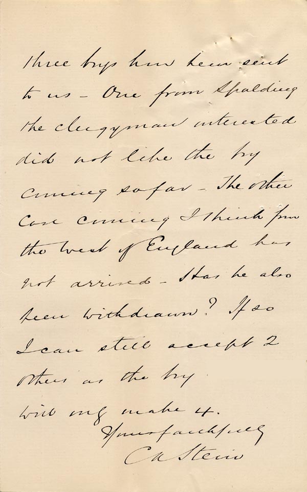Large size image of Case 6537 12. Letter from Mr C.A. Stein accepting H.  3 July 1900
 page 2