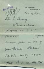 Image of Case 8587 9. Letter from the Vicar of Kensington about payments for E.  19 November 1909
 page 1