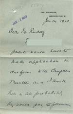 Image of Case 8587 18. Letter from Prebendary P. about the Campden Trustees paying for E's apprenticeship  14 January 1910
 page 1