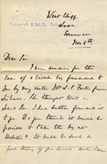 Image of Case 8723 3. Letter from Mary Penrose in support of W's case  6 November 1901
 page 1