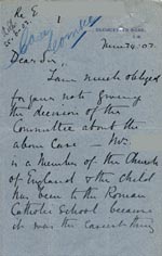 Image of Case 9126 4. Letter from Miss J. saying that E's mother was a member of the Church of England and giving more details of the case  24 June 1902
 page 1