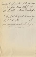 Image of Case 9309 14. Extract of letter from St Cuthbert's Home agreeing to take M.  10 March 1903
 page 1