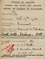 Image of Case 9315 35. Card noting that M. had been returned to her relatives  20 October 1908
 page 2