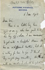 Image of Case 9498 4. Letter from Revd B. seeking help for A.  6 January 1903
 page 1