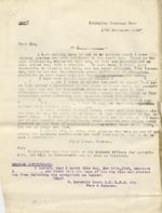 Image of Case 9498 32. Copy letter from the Islington Home regarding the difficulty of finding places for disabled boys, including a medical certificate stating that A. should not have problems following his occupation as a tailor merely because is has lost a leg  17 November 1910
 page 1