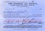 Image of Case 9498 52. Certificate from the Surgical Aid Society agreeing to supply A. with a cork leg on production of 30 letters of recommendation  30 March 1911
 page 1