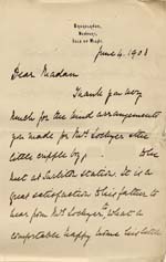Image of Case 9627 14. Letter from Mary Mortimer referring to J's baptism  4 June 1903
 page 1