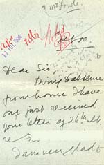 Image of Case 9653 8. Letter from Miss M. addressing the problem of the overpaid money and saying that she was not able to support another child at the present time  July 1906
 page 1