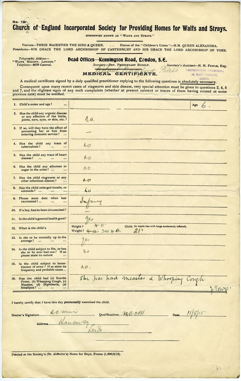 Detailed medical form from case file 19917