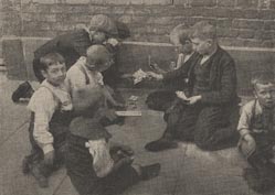 Commentators of the time thought that street children were in great danger of succumbing to immoral influences. They believed that apparently harmless activities like playing cards, were the first step on the 'slippery slope' to serious gambling and even thieving.