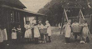 Many of the Society's children's homes were run as industrial schools, providing training for impoverished children. Boys learnt skills in trades like woodwork and gardening, whereas the girls were taught subjects such as housework and needlework.