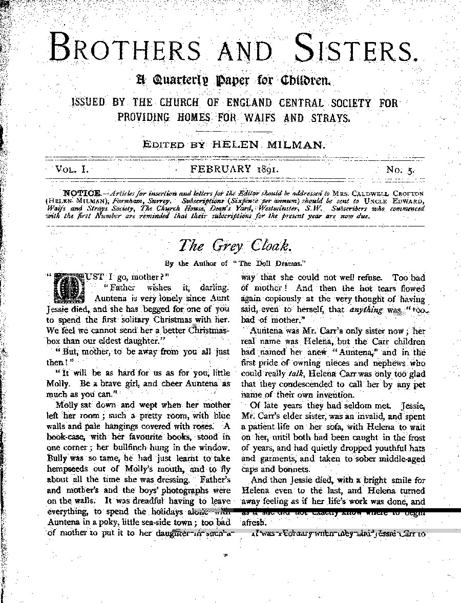 Brothers and Sisters February 1891 - page 1
