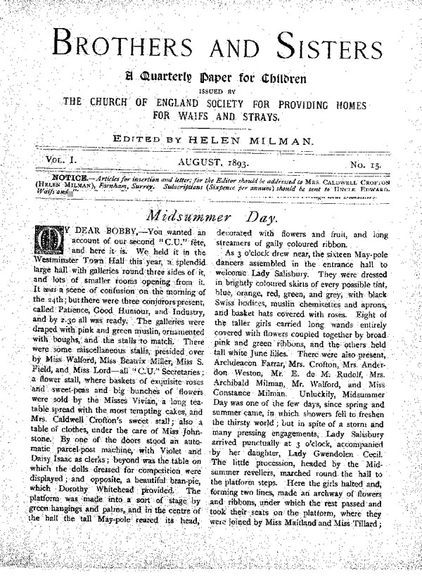 Brothers and Sisters August 1893 - page 1