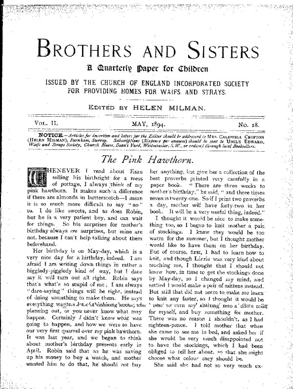 Brothers and Sisters May 1894 - page 1