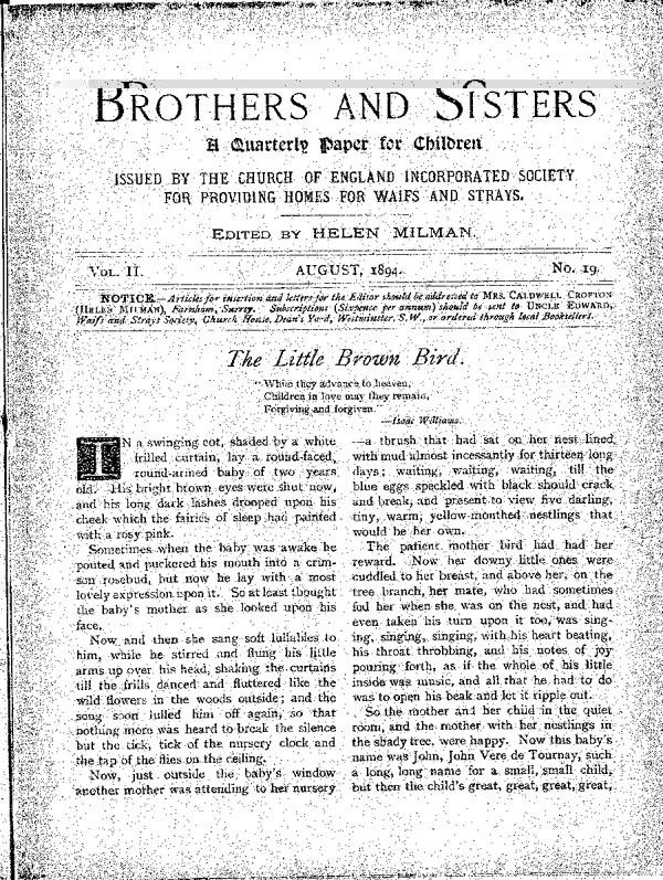 Brothers and Sisters August 1894 - page 1