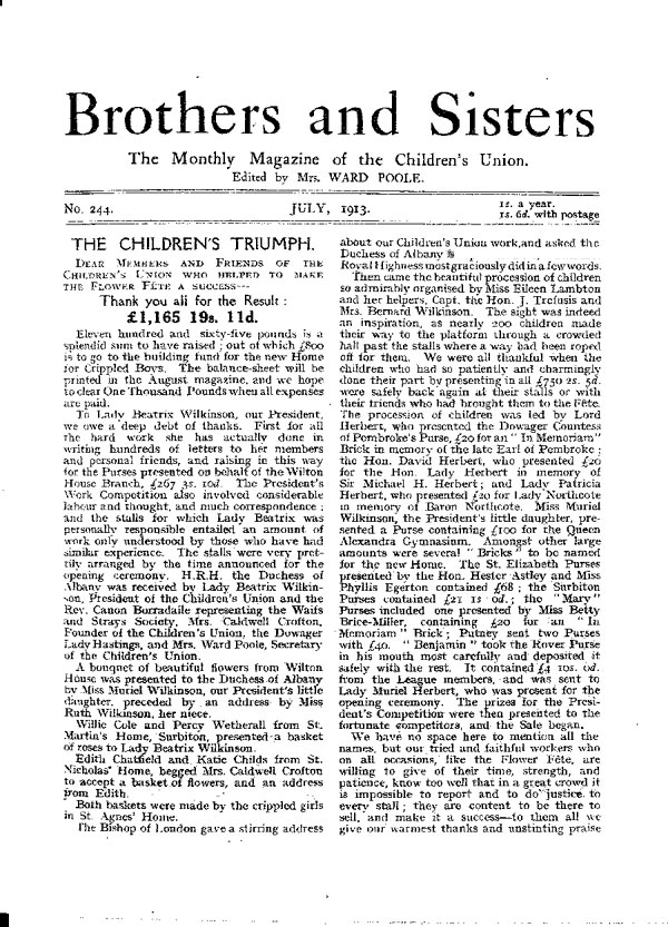 Brothers and Sisters July 1913 - page 1