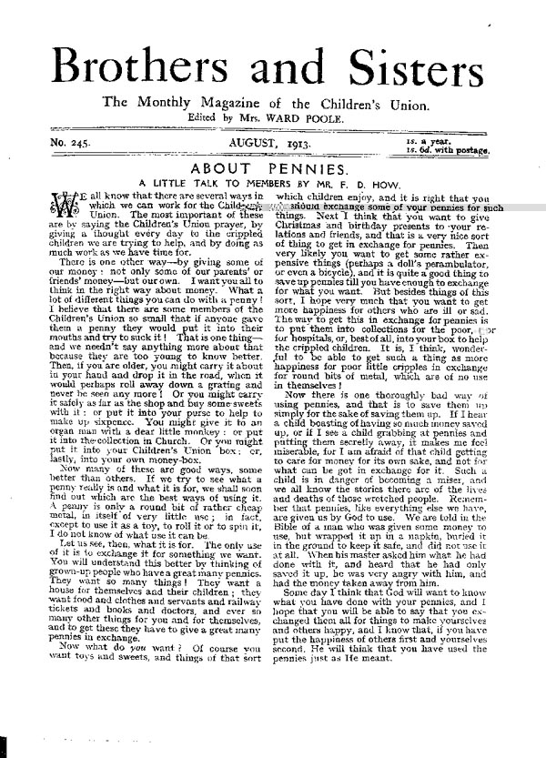 Brothers and Sisters August 1913 - page 1