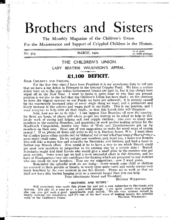 Brothers and Sisters March 1920 - page 1