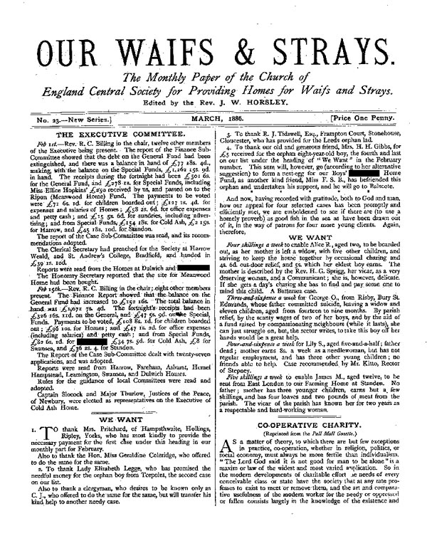 Our Waifs and Strays March 1886 - page 1