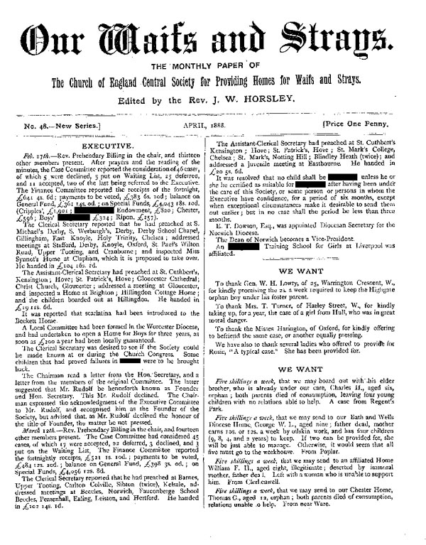 Our Waifs and Strays April 1888 - page 1