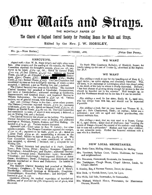 Our Waifs and Strays October 1888 - page 1
