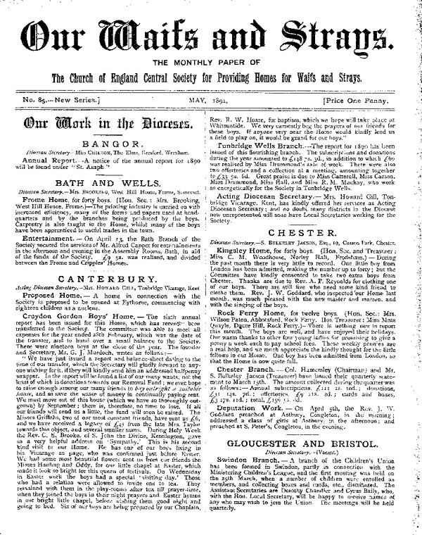 Our Waifs and Strays May 1891 - page 1
