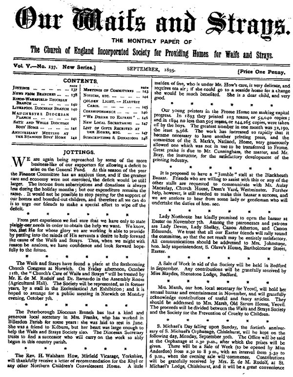 Our Waifs and Strays September 1895 - page 137