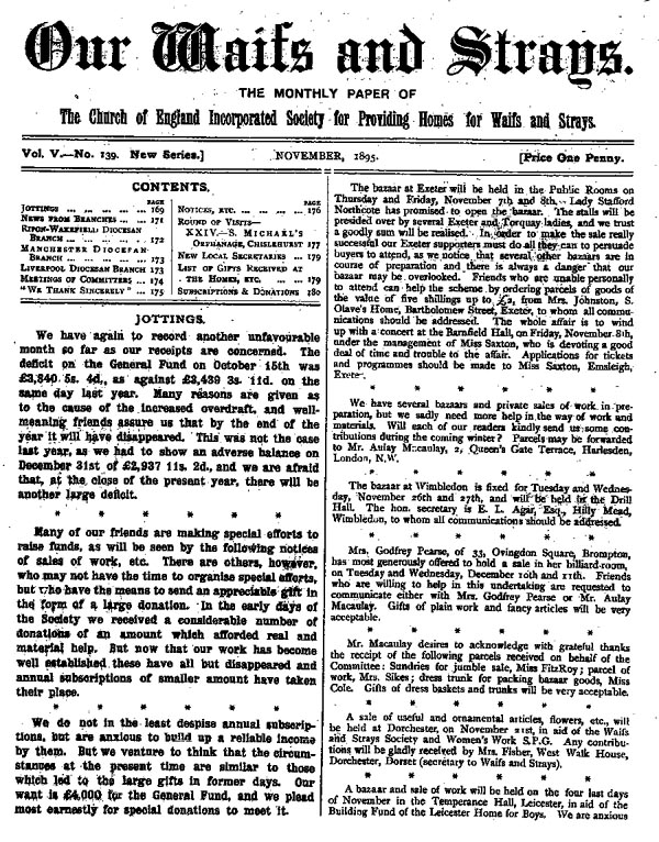 Our Waifs and Strays November 1895 - page 169