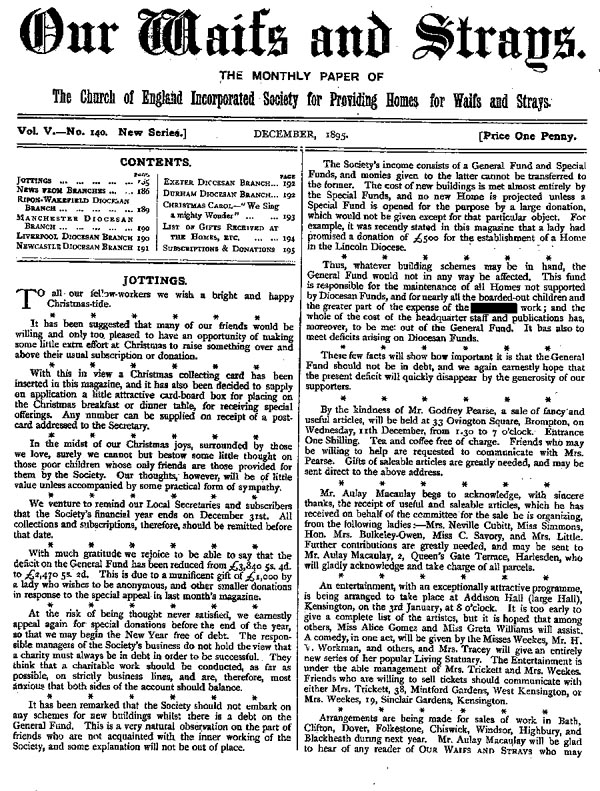 Our Waifs and Strays December 1895 - page 185