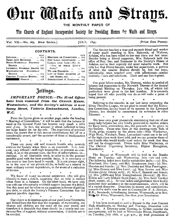Our Waifs and Strays July 1899 - page 136