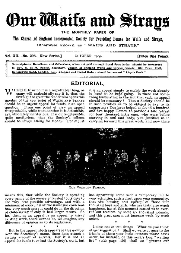 Our Waifs and Strays October 1909 - page 189