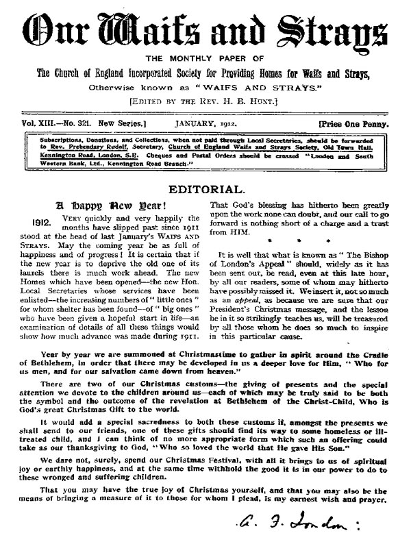 Our Waifs and Strays January 1912 - page 1