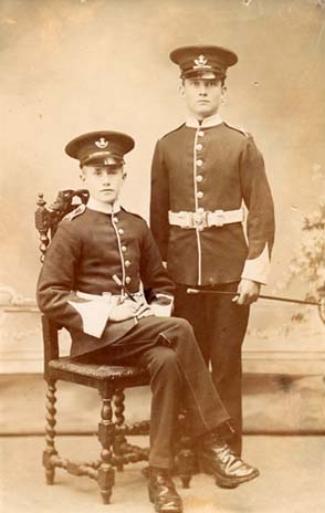 These two young men were former residents of the Gordon Boys' Home in Croydon. As the photograph was taken in Oxford, we believe that they were probably enlisted to the Oxfordshire and Buckinghamshire Light Infantry. 