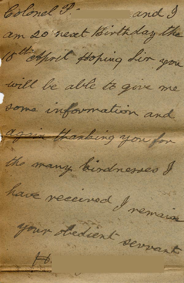 Large size image of Case 485 10. Letter from H. to Revd Edward Rudolf enquiring about his family  1 March 1900
 page 4