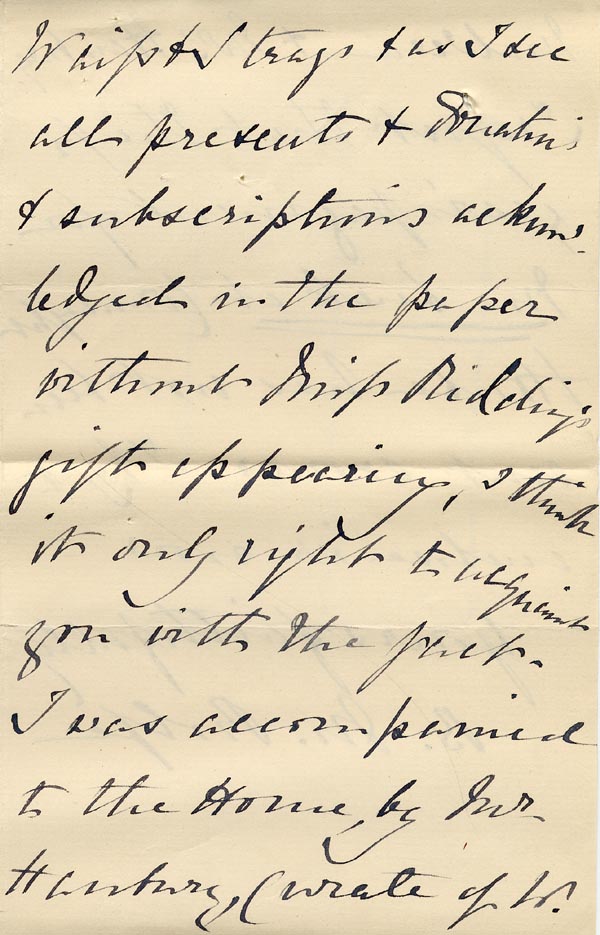 Large size image of Case 517 8. Letter from B.M. Rolfe concerning money  2 October 18??  [This letter may relate to another case]
 page 3