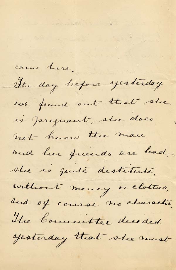 Large size image of Case 941 13. Letter from the Female Mission, Greenwich giving details of A's plight  8 June 1894
 page 2