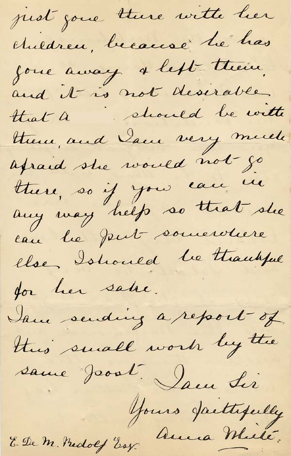 Large size image of Case 941 13. Letter from the Female Mission, Greenwich giving details of A's plight  8 June 1894
 page 4