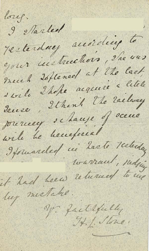 Large size image of Case 941 17. Letter about M. taking another place as a servant with reference to problems arising while she was at Harrow  17 May 1895
 page 3