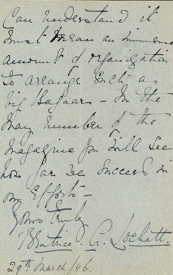 Large size image of Case 941 27. Letter from Beatrice Lockett in Liverpool.  This may have been misfiled, it does not seem to belong to this case  29 March 1896
 page 3