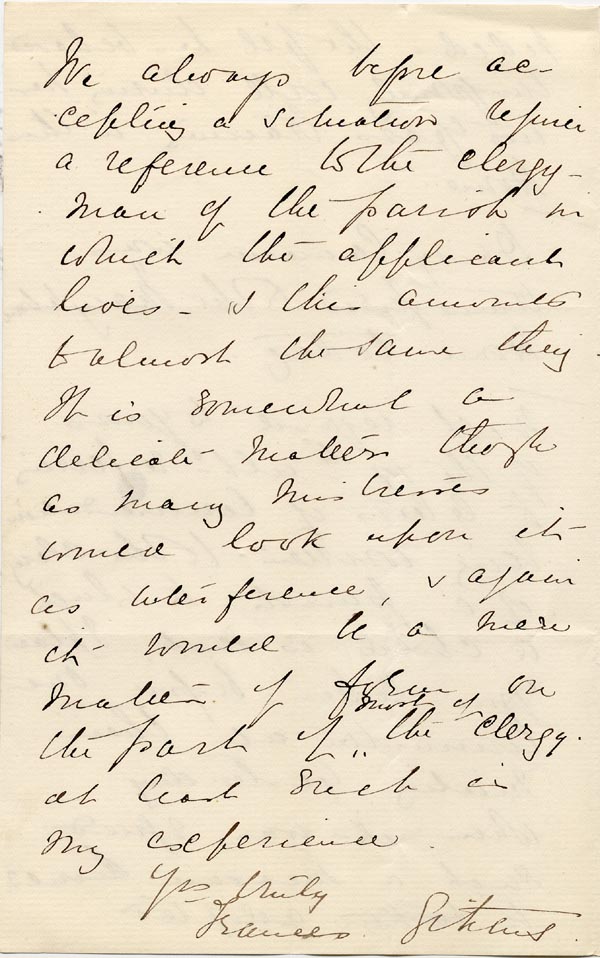 Large size image of Case 1106 14. Excerpt of letter from Girls Industrial Home, Fareham 20 September 1893
 page 3