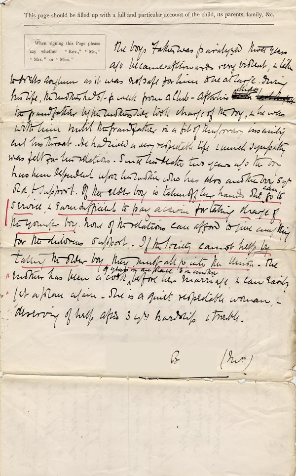 Large size image of Case 1109 1. Application to the Waifs and Strays' Society 29 July 1887
 page 3