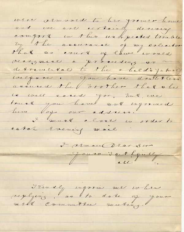 Large size image of Case 1214 15. Letter from adoptive father 20 August 1888
 page 4