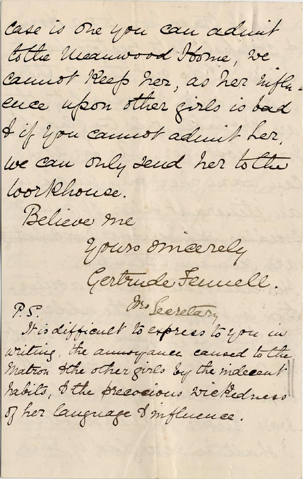 Large size image of Case 1269 2. Letter from the Wakefield Ladies Association 16 March 1888
 page 4