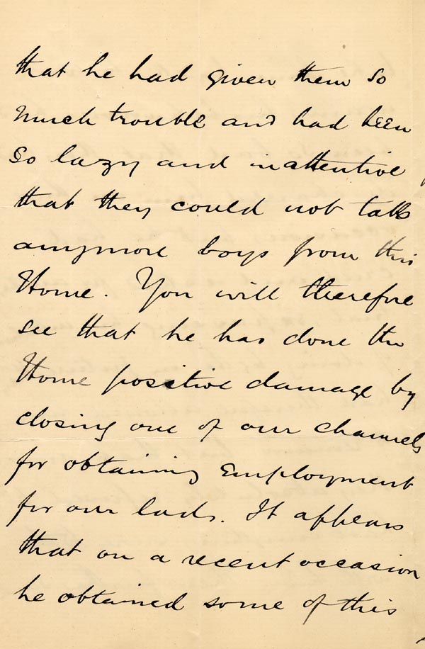 Large size image of Case 1399 14. Letter from Jersey Home for Working Lads 15 August 1893
 page 3