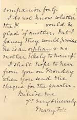 Image of Case 2258 9. Letter from Miss Fell  21 April 1892
 page 4