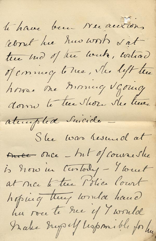 Large size image of Case 3271 8. Letter from F's employer, Miss G. Scott to Edward Rudolf  13 January 1897
 page 3