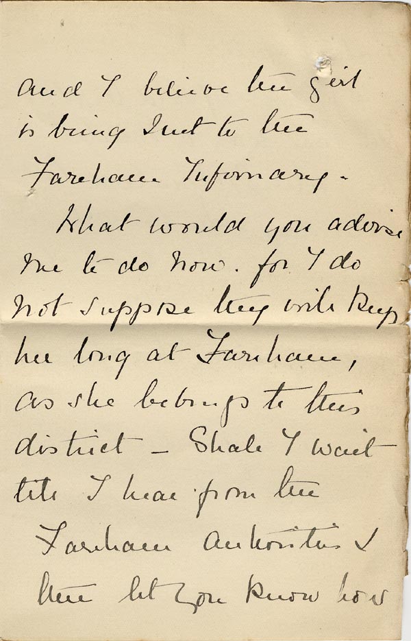 Large size image of Case 3271 11. Letter from F's employer, Miss G. Scott to Edward Rudolf  22 January 1907
 page 3