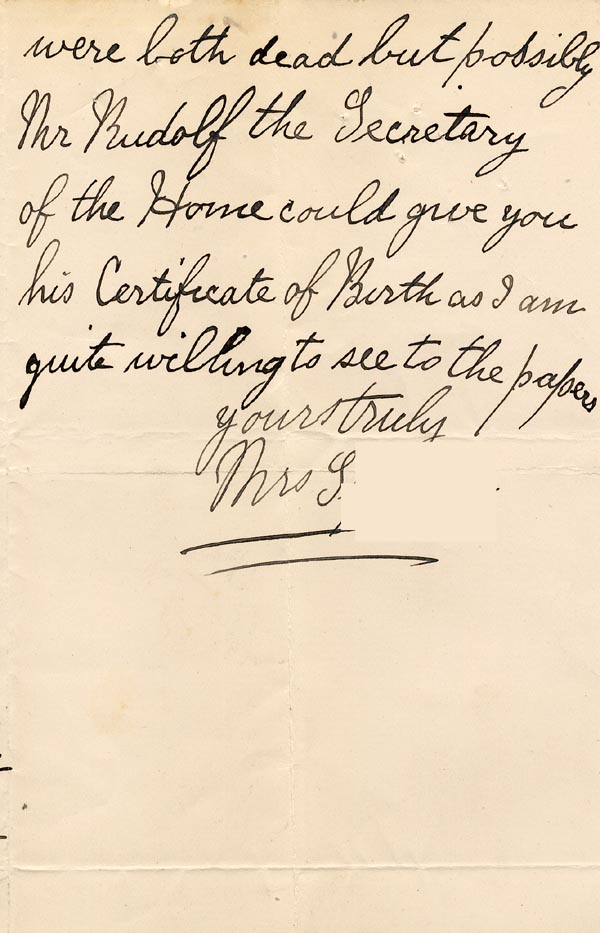 Large size image of Case 3303 11. Letter from Mrs S. to the Cornwall Coastguard c. 1 December 1902
 page 3