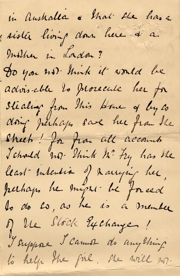 Large size image of Case 3821 19. Letter from the St Agnes Home 21 October 1901
 page 3