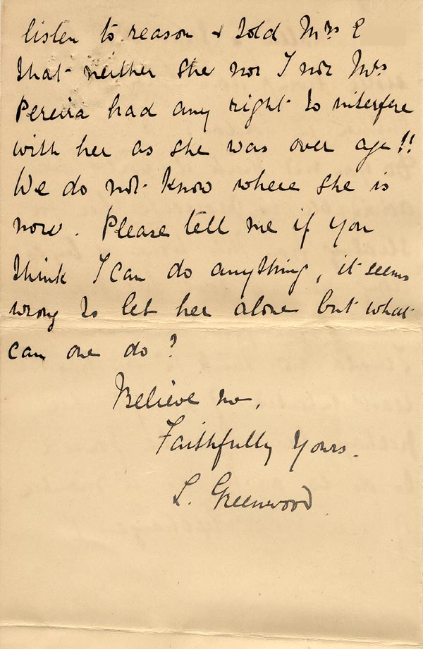 Large size image of Case 3821 19. Letter from the St Agnes Home 21 October 1901
 page 4